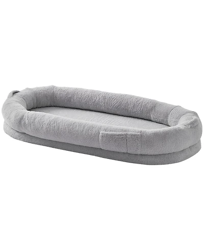Cozito Human Dog Bed 67.7x35x9.8 in Oval Faux Rabbit Fur Cover