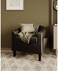 gaomon Leather Accent Chairs Barrel Club Chairs Comfy Living Room Chairs with Sturdy Legs for Bedroom Reading Room Waiting Room Office