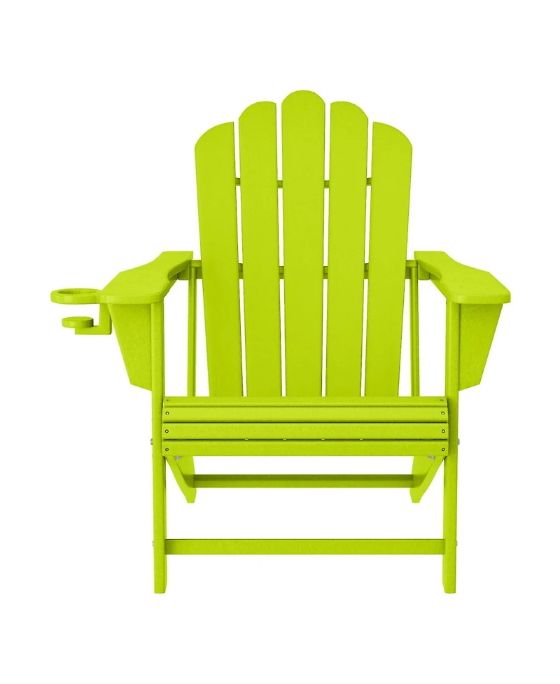 WestinTrends Outdoor Patio Hdpe Adirondack Chair With Cup Holder and Table Set