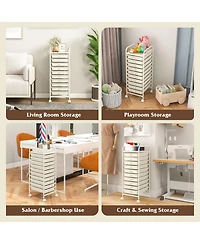 Sugift 10 Drawer Rolling Storage Cart Organizer with 4 Universal Casters