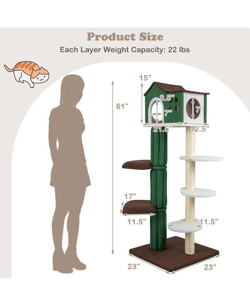 Cozito Cat Tree Multi-Level with Condo and Anti-Tipping Device