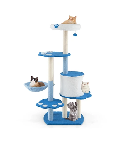 Cozito Cat Tree 54 inch Modern 6-Tier Tower with Teddy Plush