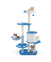 Cozito Cat Tree 54 inch Modern 6-Tier Tower with Teddy Plush