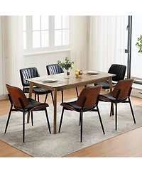 gaomon Dining Chairs Set - Mid Century Modern Upholstered Retro Pu Leather Kitchen Chairs with Bentwood Back and Metal Legs