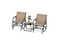 Slickblue Outdoor Glider Bistro Set with Metal Frame and Glass Table