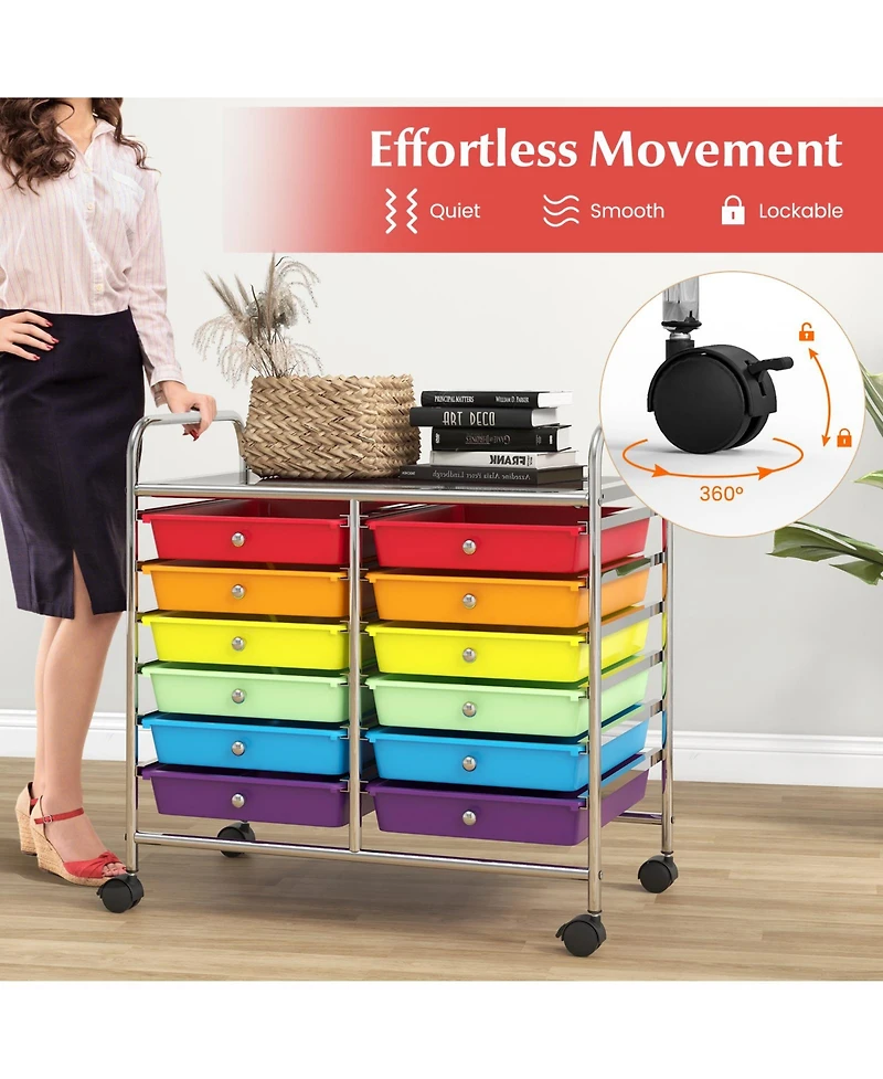 Sugift 12 Drawers Rolling Storage Cart for Home and Office