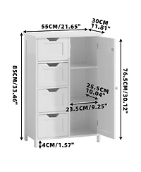 Busdays Bathroom Storage Cabinet 4 Drawers 1 Door Freestanding Wooden Floor Organizer Narrow for Small Spaces Entryway Living Room Hallway