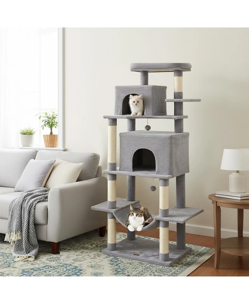 Cozito Cat Tree 70 in Tall for Indoor Cats Multi-Level Tower