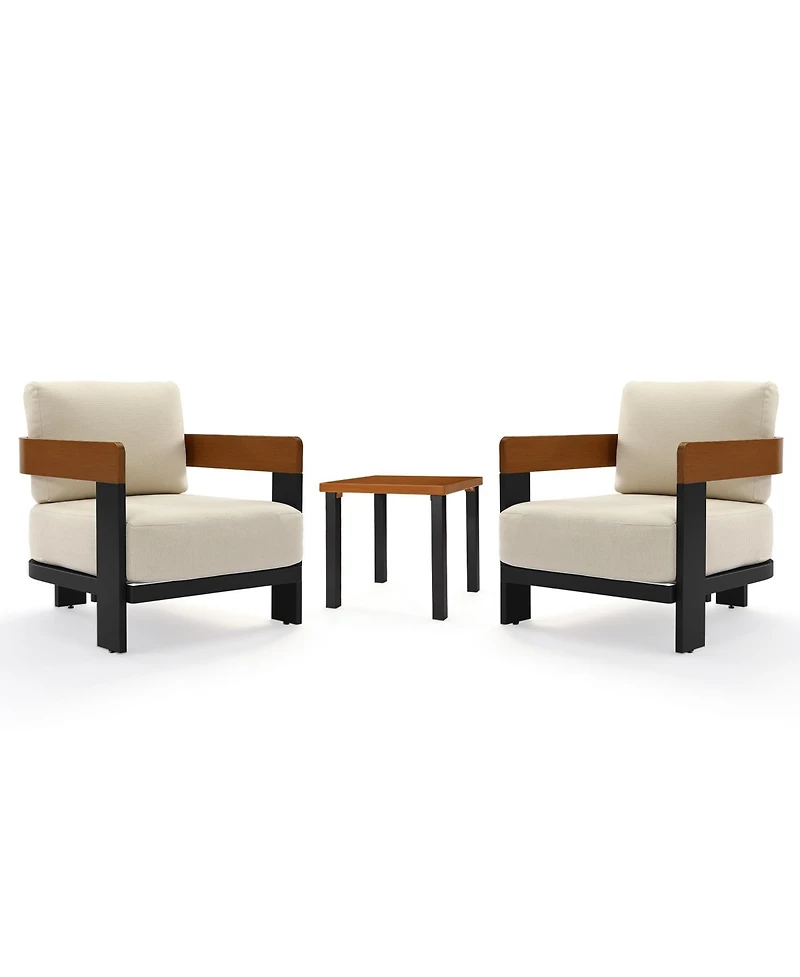 Tribesigns 2-Piece Patio Conversation Set, Patio Sofa with Removable Cushions, Outdoor Armchair with Meatl Frame & Thick Seat Cushion (No Table)