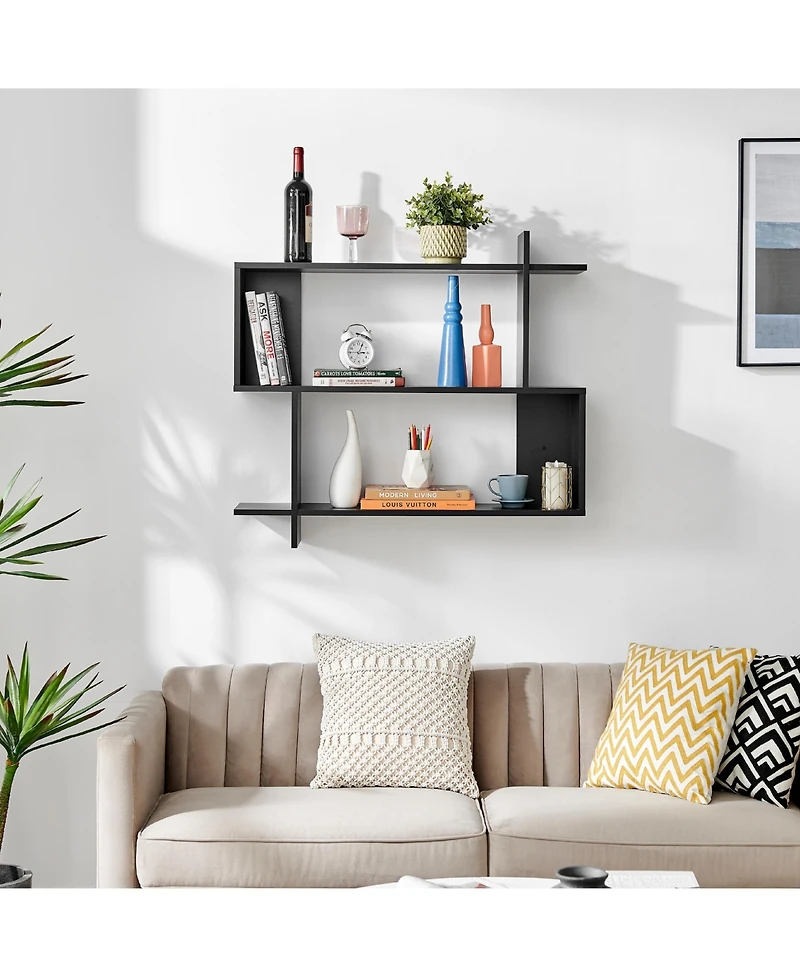 Danya B Manasa Floating Geometric Kilter Two-Tier Wall Shelf