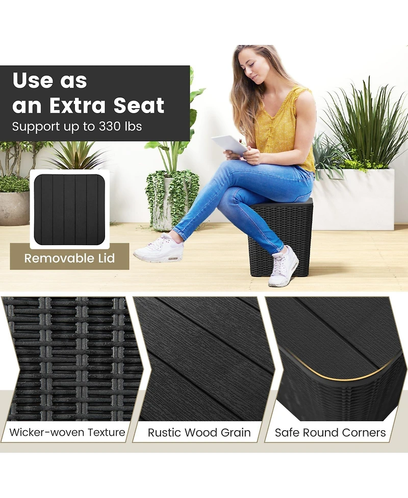 Sugift Outdoor Resin Storage Side Table with Removable Lid