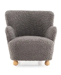 Sugift Sherpa Kids Sofa Comfy Toddler Armchair with Solid Rubber Wood Legs