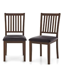 Sugift Upholstered Modern Dining Chair Set of 2 with Slanted High Backrest