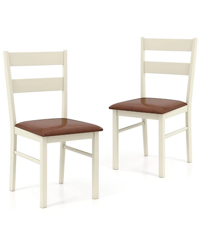 Sugift Wooden Dining Chair Set of 2 Pu Leather Upholstered Kitchen Armless Chairs