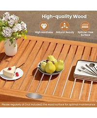 Gouun Rectangular Patio Dining Table for 4-6 with Slatted Top