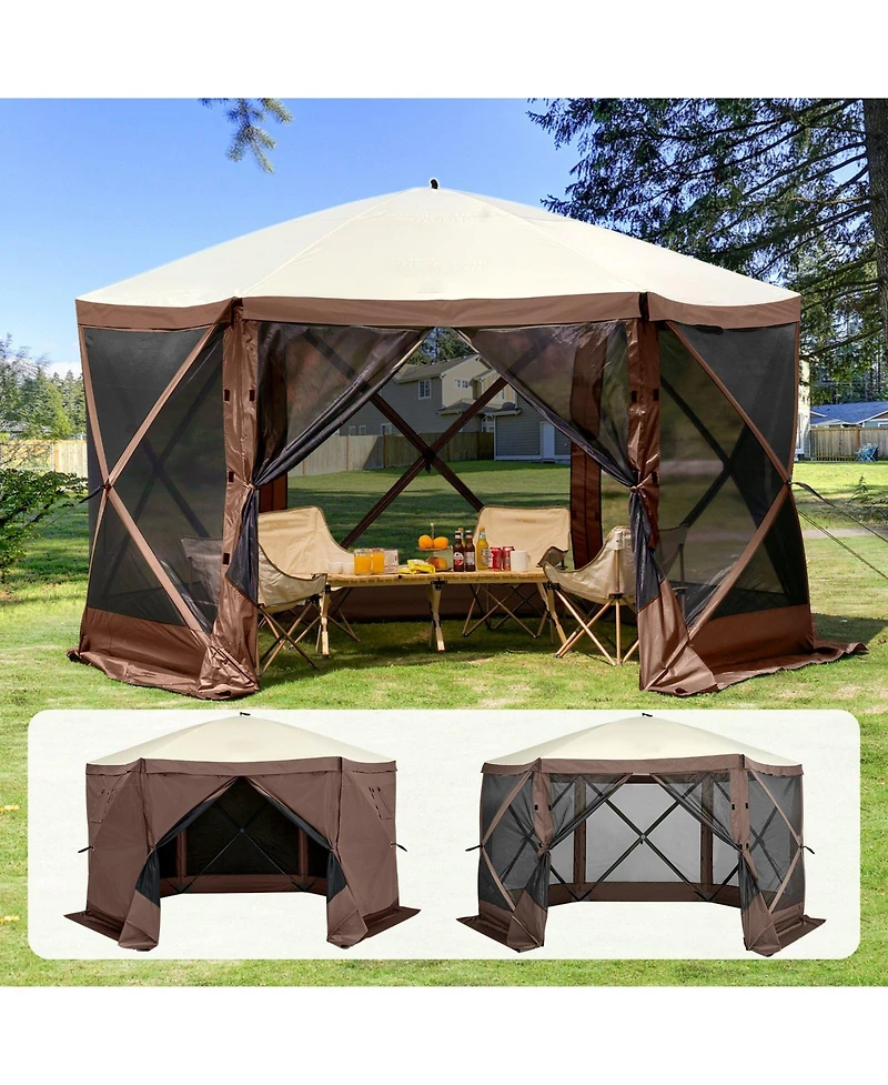 Mecale 12.5x12.5 Ft Pop Up Gazebo 6-Sided Screen Tent Mesh Windows