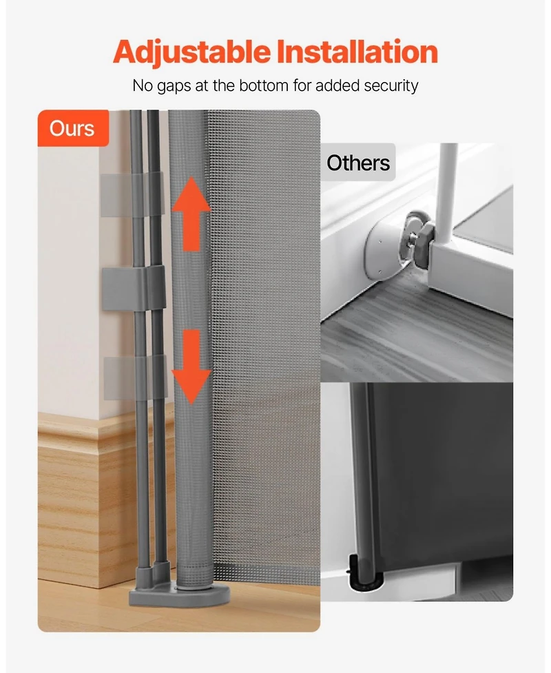 Cozito Retractable Baby Gate 34 in Tall Extends to 110 in Mesh