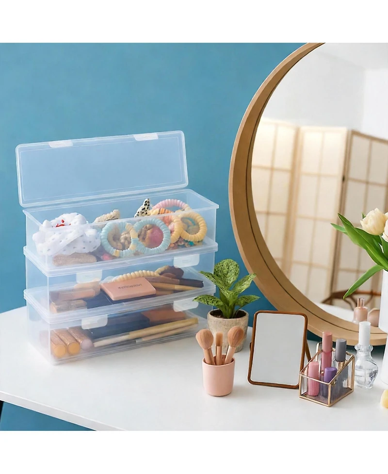 Gnuadz Clear Stackable Organizer Box with Lid for Crafts Tools Makeup 1.3 qt