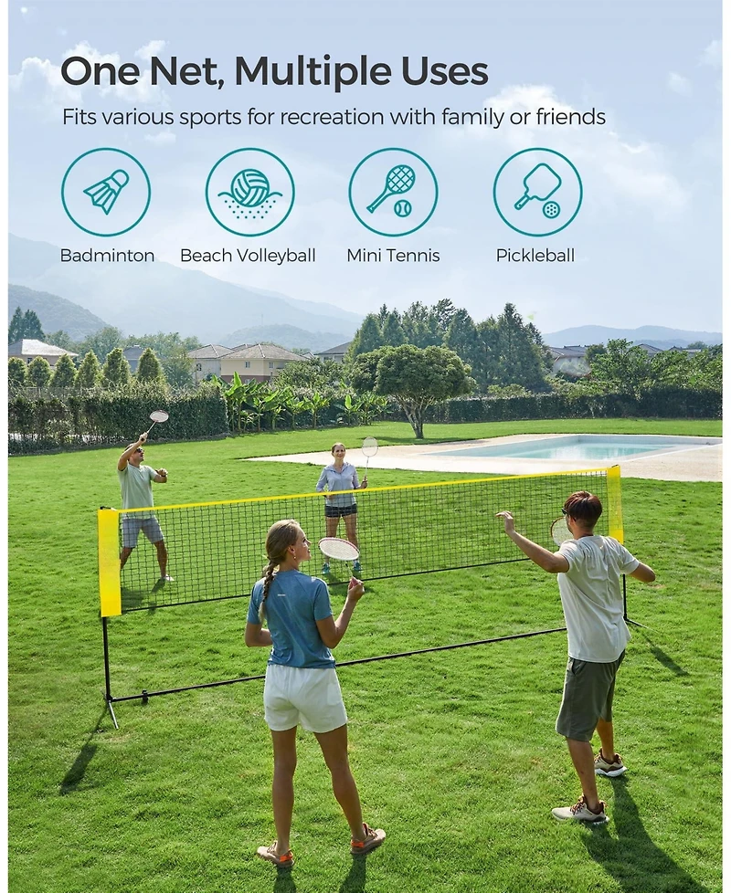 Aronkl Adjustable Height Foldable Badminton Volleyball Pickleball Tennis Net Indoor Outdoor Portable Stable Durable