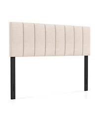 Sugift Linen Upholstered Headboard with Solid Wood Legs and Adjustable Width