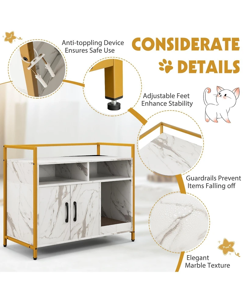 Cozito Hidden Cat Washroom 35 in Double Door Scratch Board