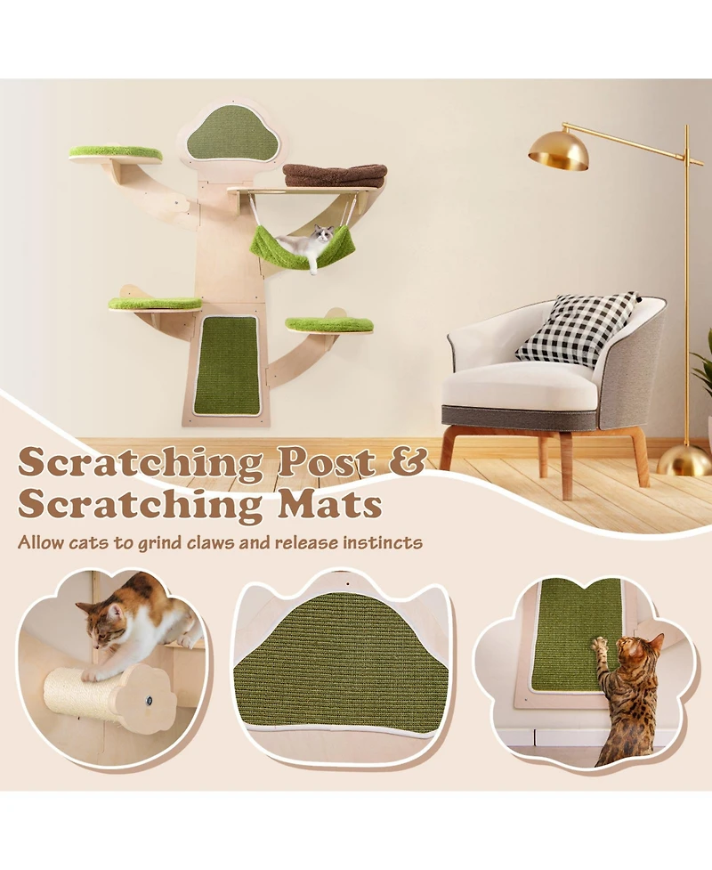 Cozito Cat Tower Wall-Mounted Shelves Furniture with Bed