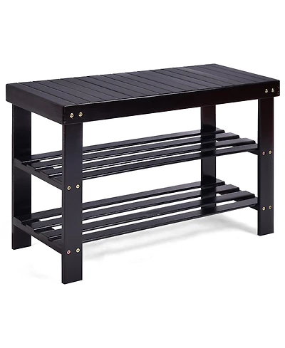 Gouun 3-Tier Bamboo Shoe Rack Bench for Entryway