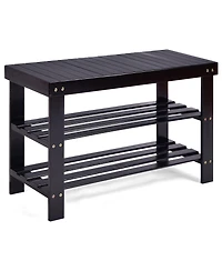 Gouun 3-Tier Bamboo Shoe Rack Bench for Entryway