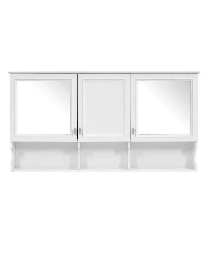 Busdays 55 Inch Wall Mounted Mirror Medicine Cabinet with Doors Open Shelves Adjustable Storage Bathroom Cabinet Over Toilet Home Organization