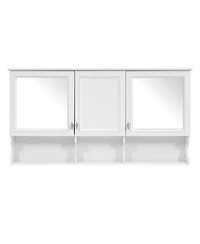 Busdays 55 Inch Wall Mounted Mirror Medicine Cabinet with Doors Open Shelves Adjustable Storage Bathroom Cabinet Over Toilet Home Organization