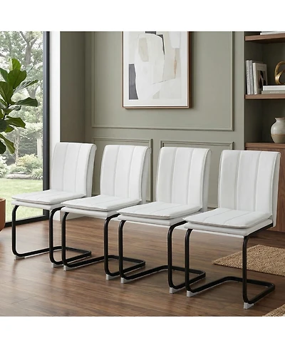 Streamdale Furniture Pu Leather Dining Chairs with Metal Legs -4 chairs.