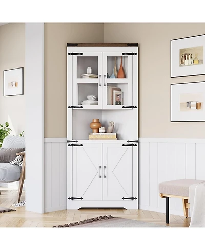 gaomon Farmhouse Corner Cabinet, Tall Corner Storage