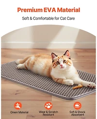 Gouun Double-Layer Honeycomb Cat Litter Trapping Mat, 24 x 15 Inch Eva Litter Box Mat with Waterproof Bottom