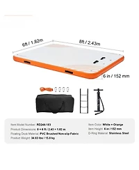 Gouun 8 x 6 Ft Inflatable Floating Dock Platform with Non-Slip Pvc Surface, Portable Water Dock with Ladder