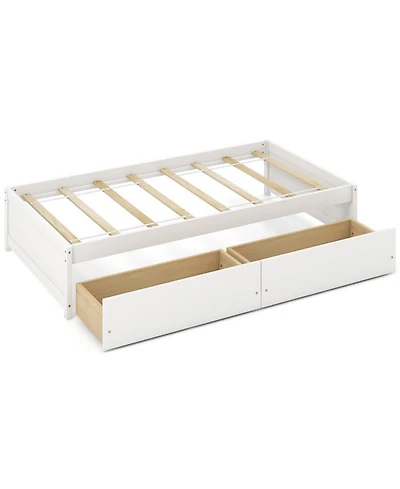 Gouun Twin Pine Wood Bed Frame with Storage Drawers and Captain Style