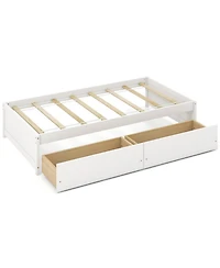 Gouun Twin Pine Wood Bed Frame with Storage Drawers and Captain Style