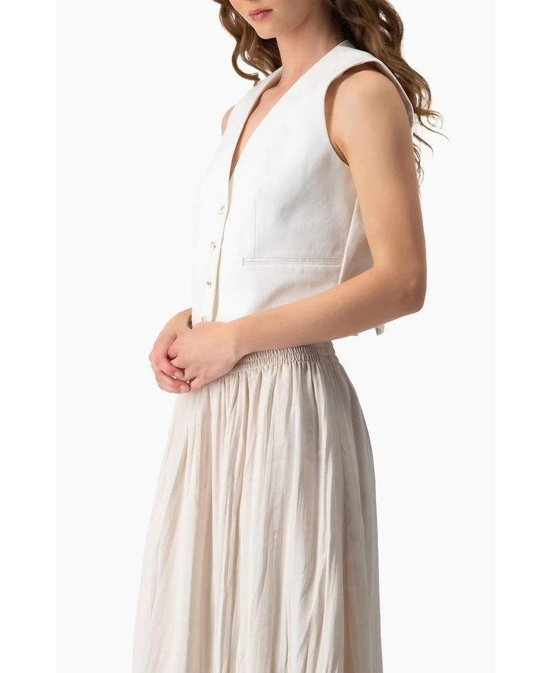 Ivonne Women's Short Vest with Simulated Pockets