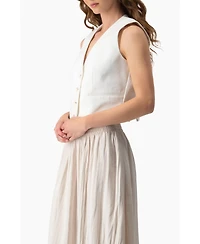 Ivonne Women's Short Vest with Simulated Pockets