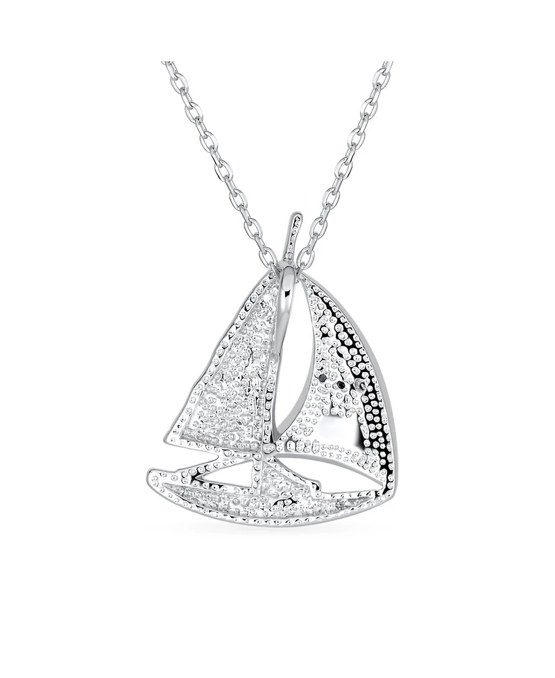 Bling Jewelry Nautical Created Opal Sailboat Necklace Pendant