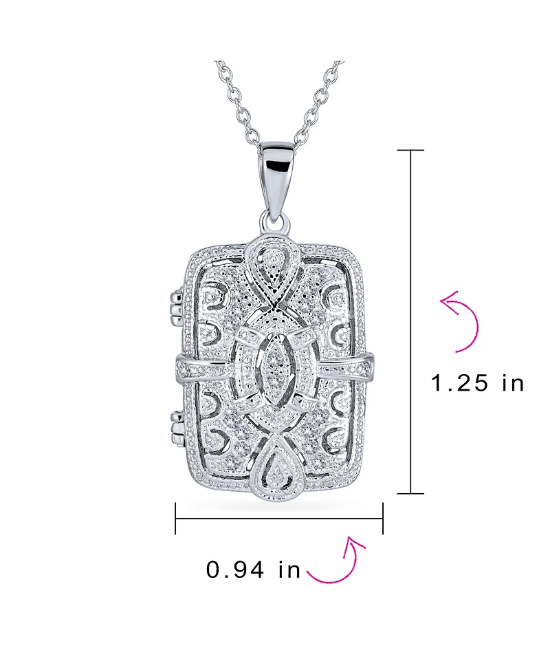 Bling Jewelry Vintage Style Keepsake Infinity Rectangle Photo Locket Pendant Necklace Sterling Silver