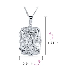 Bling Jewelry Vintage Style Keepsake Infinity Rectangle Photo Locket Pendant Necklace Sterling Silver