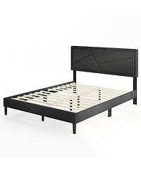 Sugift Queen Size Upholstered Platform Bed Frame with High Headboard