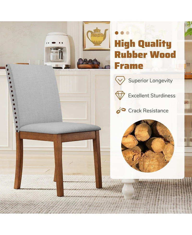 Sugift Set of 2 Upholstered Dining Chairs with Padded Seat for Living Room