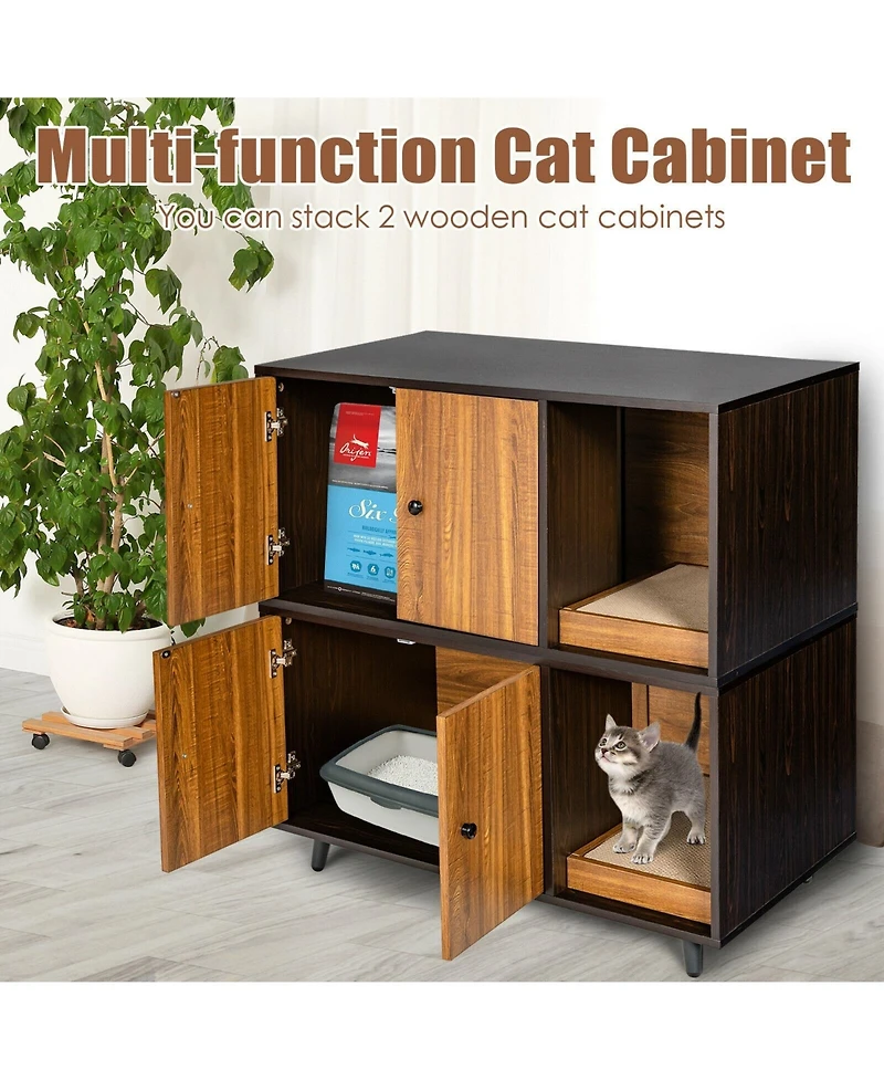 Cozito Cat Litter Box Enclosure 20x20x35 in Divider Double Door