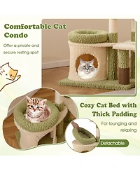 Cozito Cat Tower 38 in Multi-Level Aesthetic with Condo and Bed