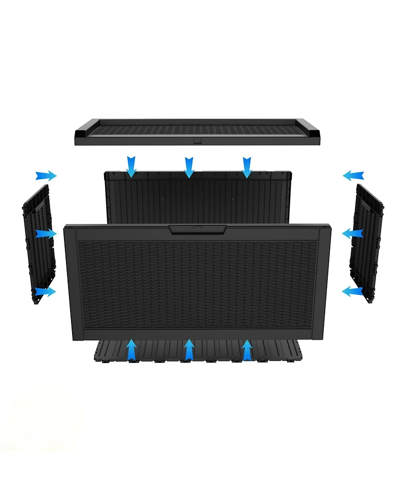 Decksplore 60 Gallon Deck Box,Rattan Grain Storage Chest,Weatherproof Patio Storage,Lockable Outdoor Box,Resin Garden Box