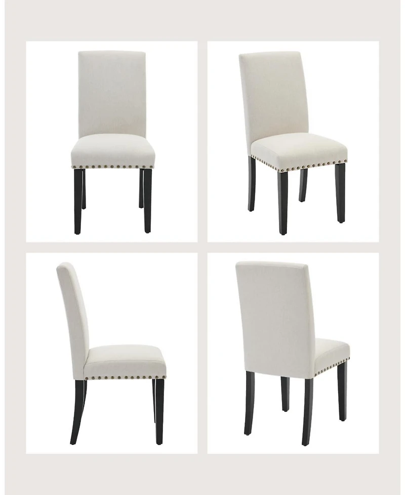 gaomon Dining Chairs Set of,Modern Fabric Upholstered Ergonomic Chairs with Curved Backrest,Heavy-Duty Wood Legs