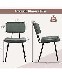 Gymax Dining Chairs Set of 4 Width Pu Leather Cover Filled Sponge Waterfall Seats