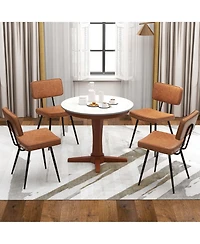 Gymax Dining Chairs Set of 4 Width Pu Leather Cover Filled Sponge Waterfall Seats