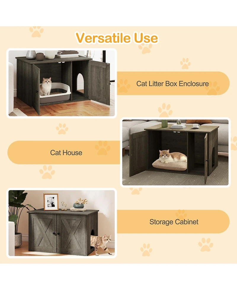 Cozito Hidden Cat Litter Box Enclosure 31.5 in with Divider